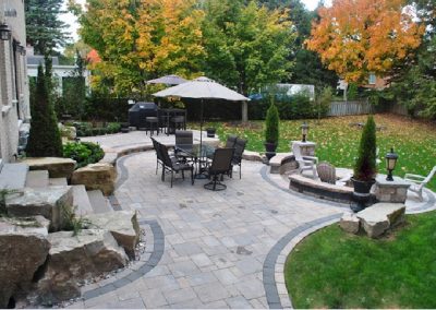 Multi-level patio with fire pit